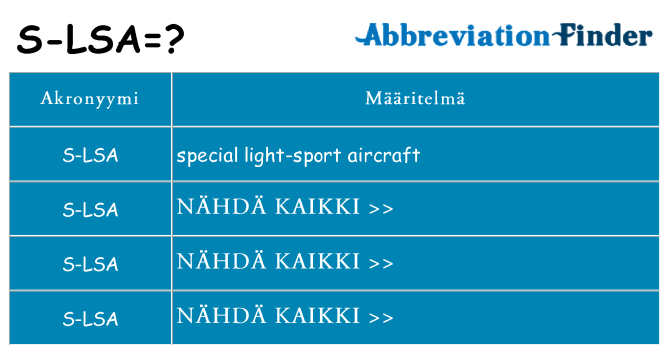 Mitä s-lsa tarkoittaa