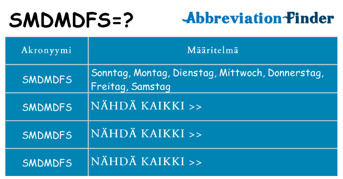 Mitä smdmdfs tarkoittaa