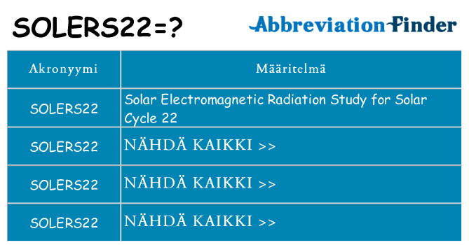 Mitä solers22 tarkoittaa