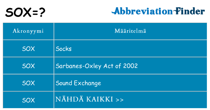Mitä sox tarkoittaa