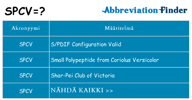 Mitä spcv tarkoittaa