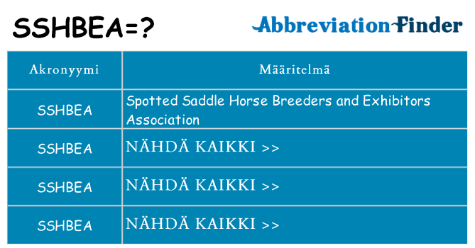 Mitä sshbea tarkoittaa