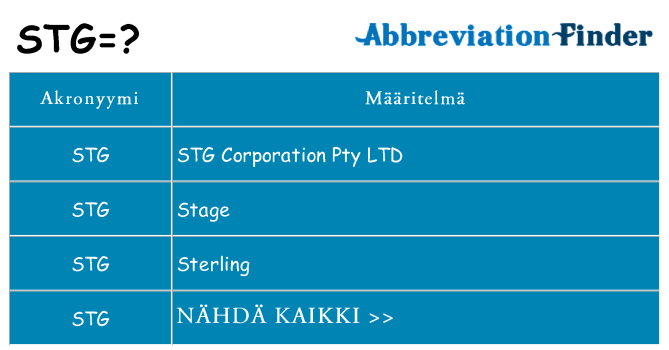 Mitä stg tarkoittaa