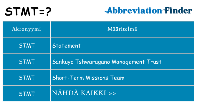 Mitä stmt tarkoittaa