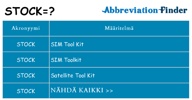 Mitä stock tarkoittaa
