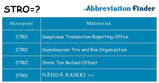 Mitä stro tarkoittaa