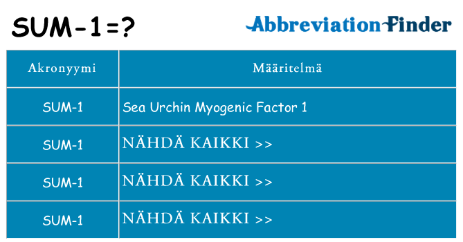Mitä sum-1 tarkoittaa