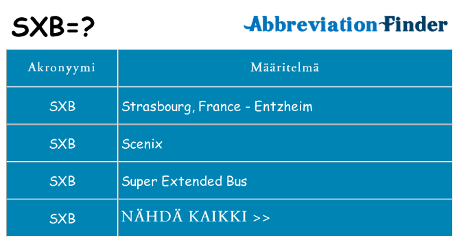 Mitä sxb tarkoittaa