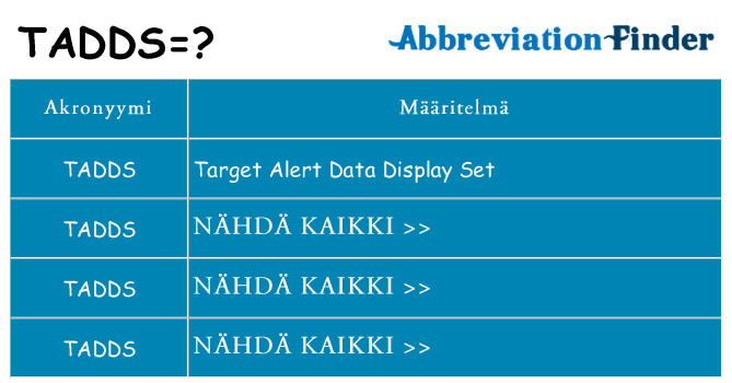 Mitä tadds tarkoittaa
