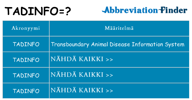 Mitä tadinfo tarkoittaa