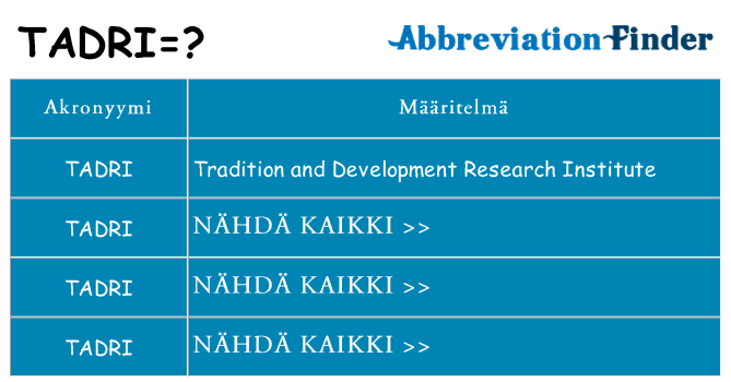 Mitä tadri tarkoittaa