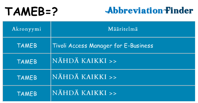 Mitä tameb tarkoittaa