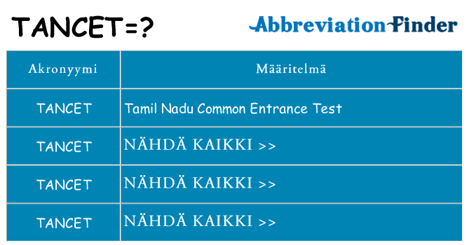 Mitä tancet tarkoittaa