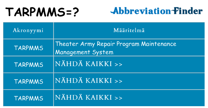 Mitä tarpmms tarkoittaa