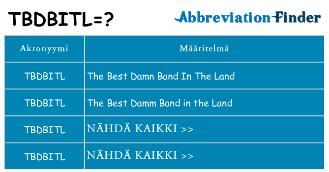 Mitä tbdbitl tarkoittaa