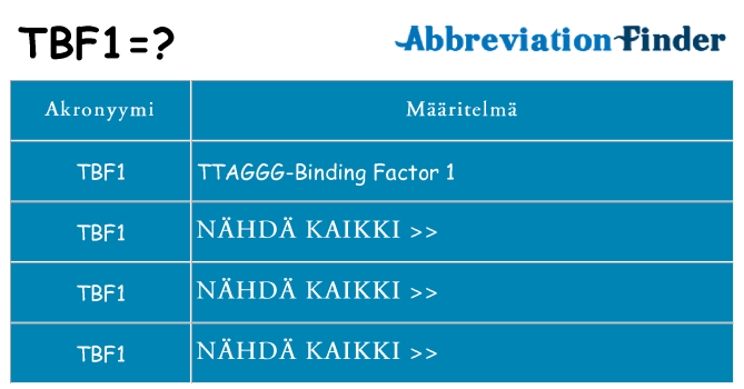Mitä tbf1 tarkoittaa