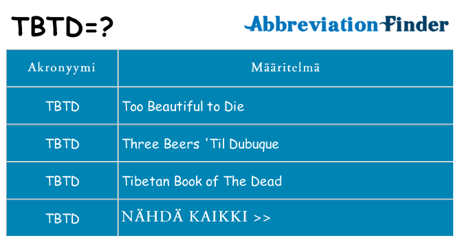 Mitä tbtd tarkoittaa