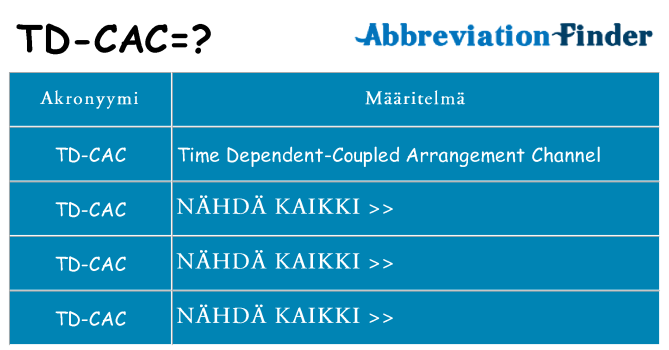 Mitä td-cac tarkoittaa