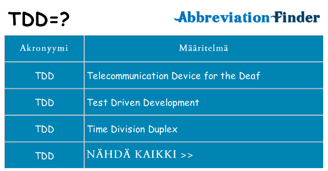 Mitä tdd tarkoittaa