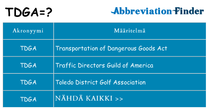 Mitä tdga tarkoittaa