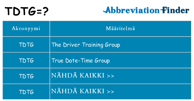 Mitä tdtg tarkoittaa