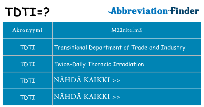 Mitä tdti tarkoittaa