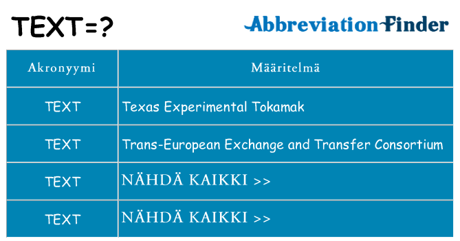 Mitä text tarkoittaa