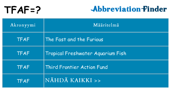 Mitä tfaf tarkoittaa