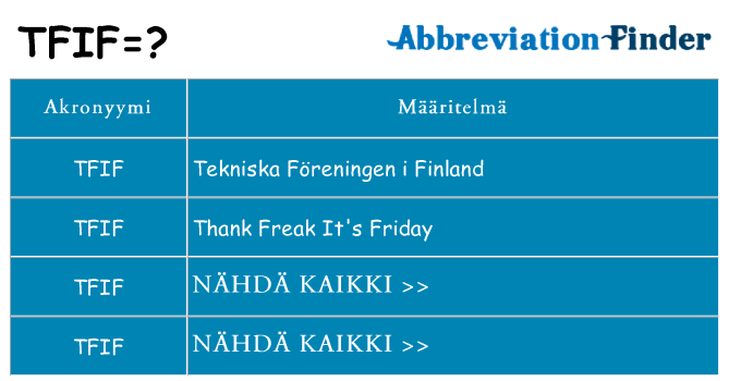 Mitä tfif tarkoittaa
