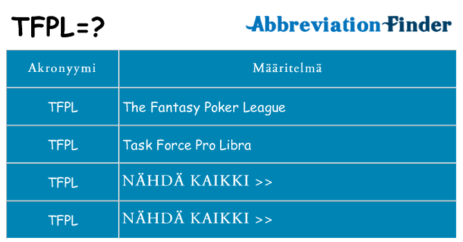 Mitä tfpl tarkoittaa