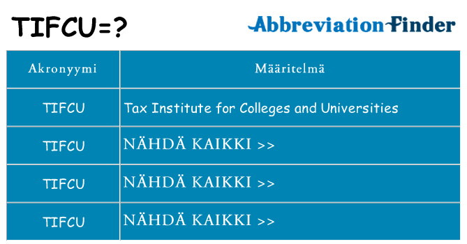 Mitä tifcu tarkoittaa
