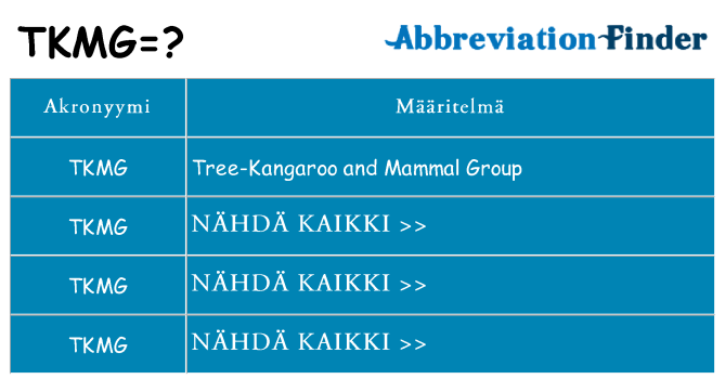 Mitä tkmg tarkoittaa