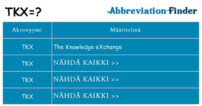 Mitä tkx tarkoittaa