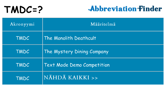 Mitä tmdc tarkoittaa