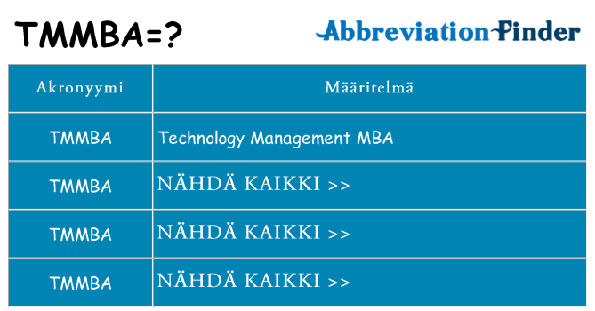 Mitä tmmba tarkoittaa