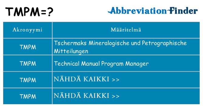 Mitä tmpm tarkoittaa