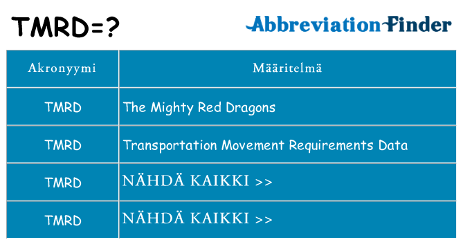 Mitä tmrd tarkoittaa