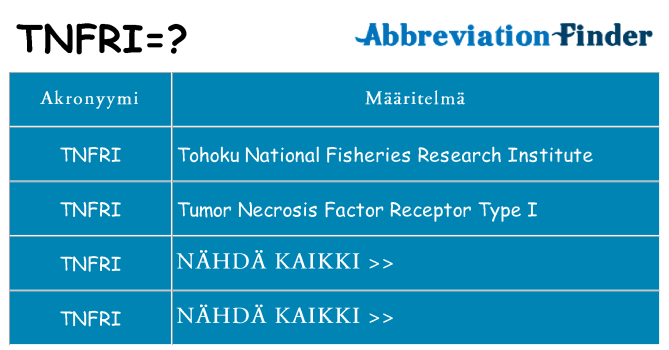 Mitä tnfri tarkoittaa