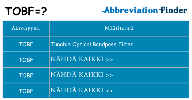 Mitä tobf tarkoittaa