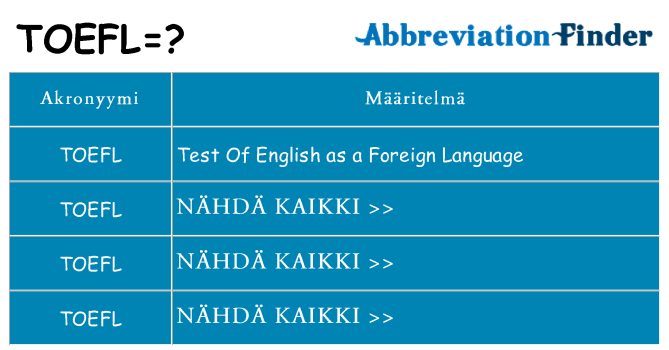 Mitä toefl tarkoittaa