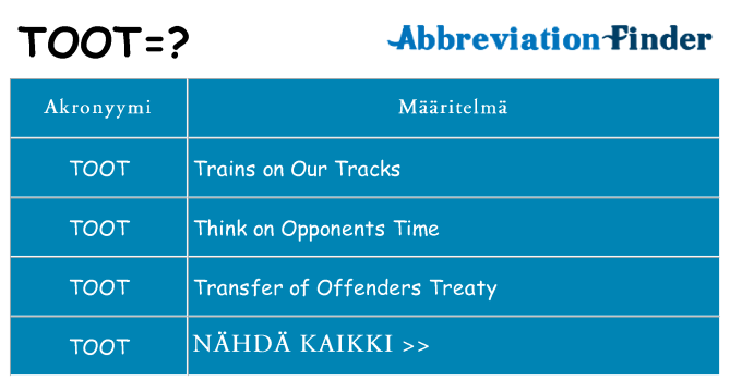 Mitä toot tarkoittaa
