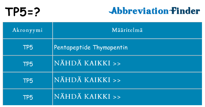 Mitä tp5 tarkoittaa
