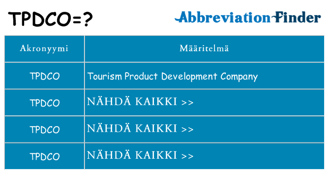 Mitä tpdco tarkoittaa