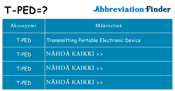 Mitä t-ped tarkoittaa
