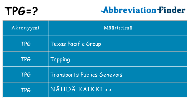 Mitä tpg tarkoittaa