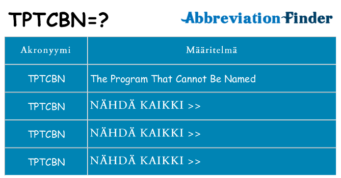 Mitä tptcbn tarkoittaa