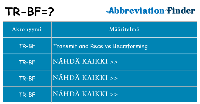 Mitä tr-bf tarkoittaa