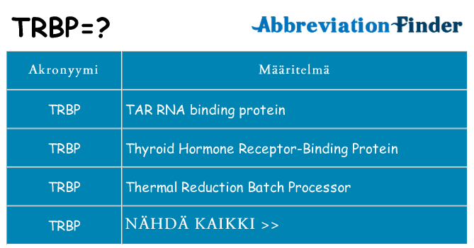 Mitä trbp tarkoittaa