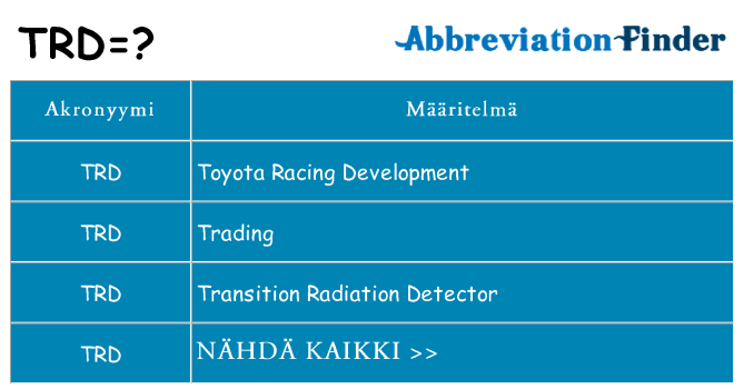 Mitä trd tarkoittaa