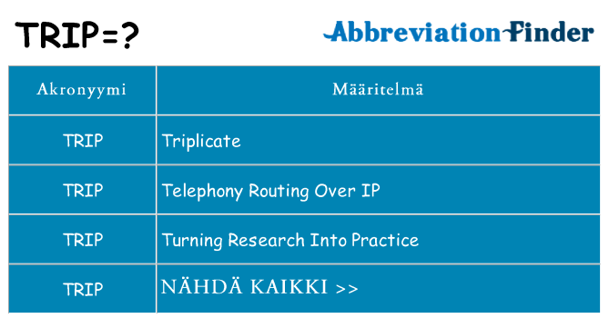 Mitä trip tarkoittaa